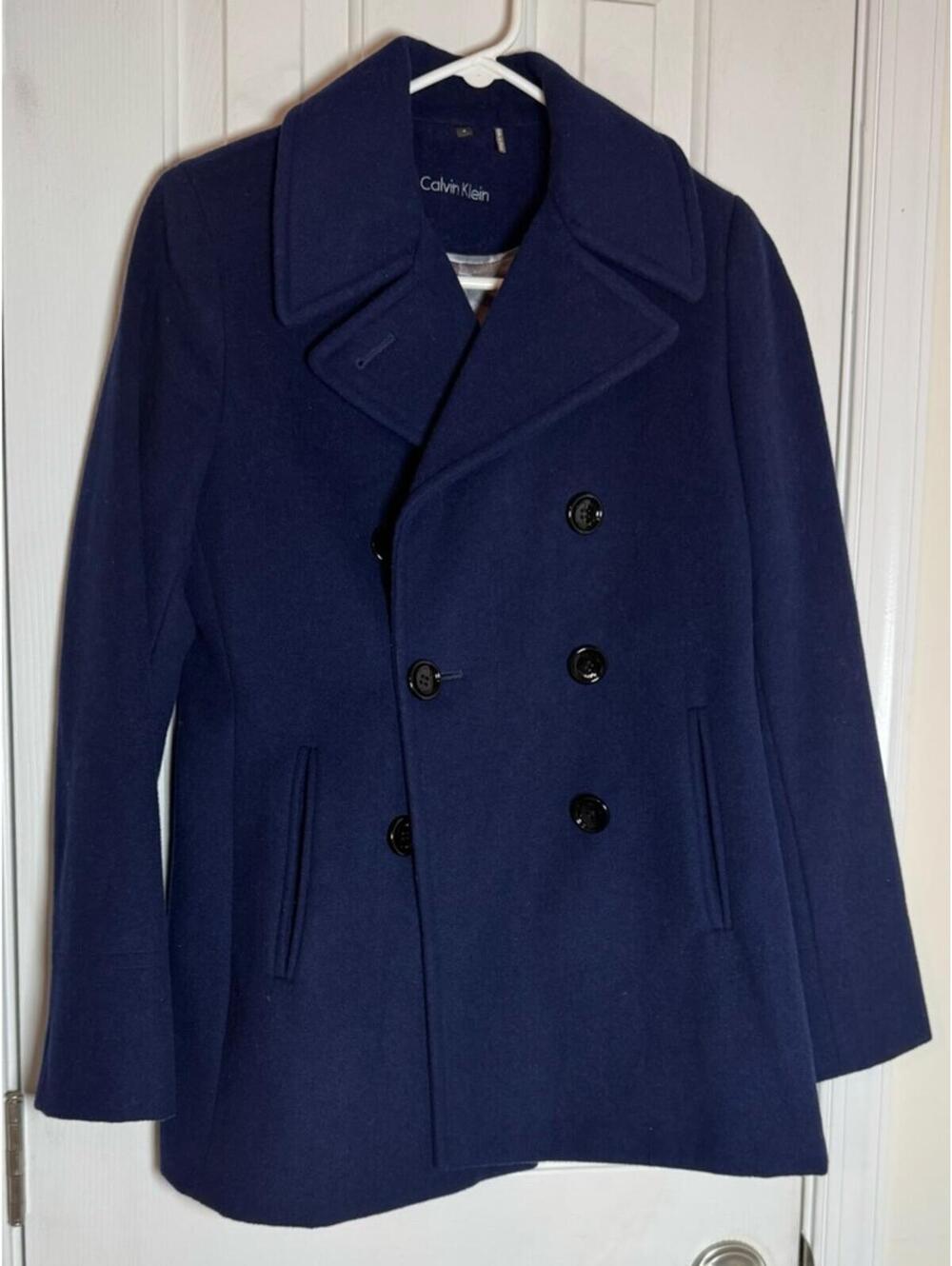 Calvin Klein Dark Navy Wool Pea Coat